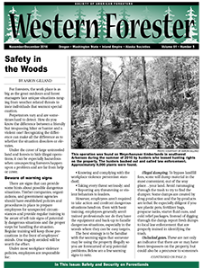 The cover of the Nov/Dec 2016 issue of the Western Forester.